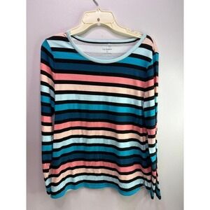 T by Talbots women's striped long-sleeve tee size small